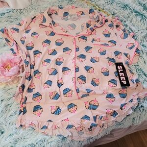 ‼️SOLD! Mentally Exhausted Cupcake Pajama short Set